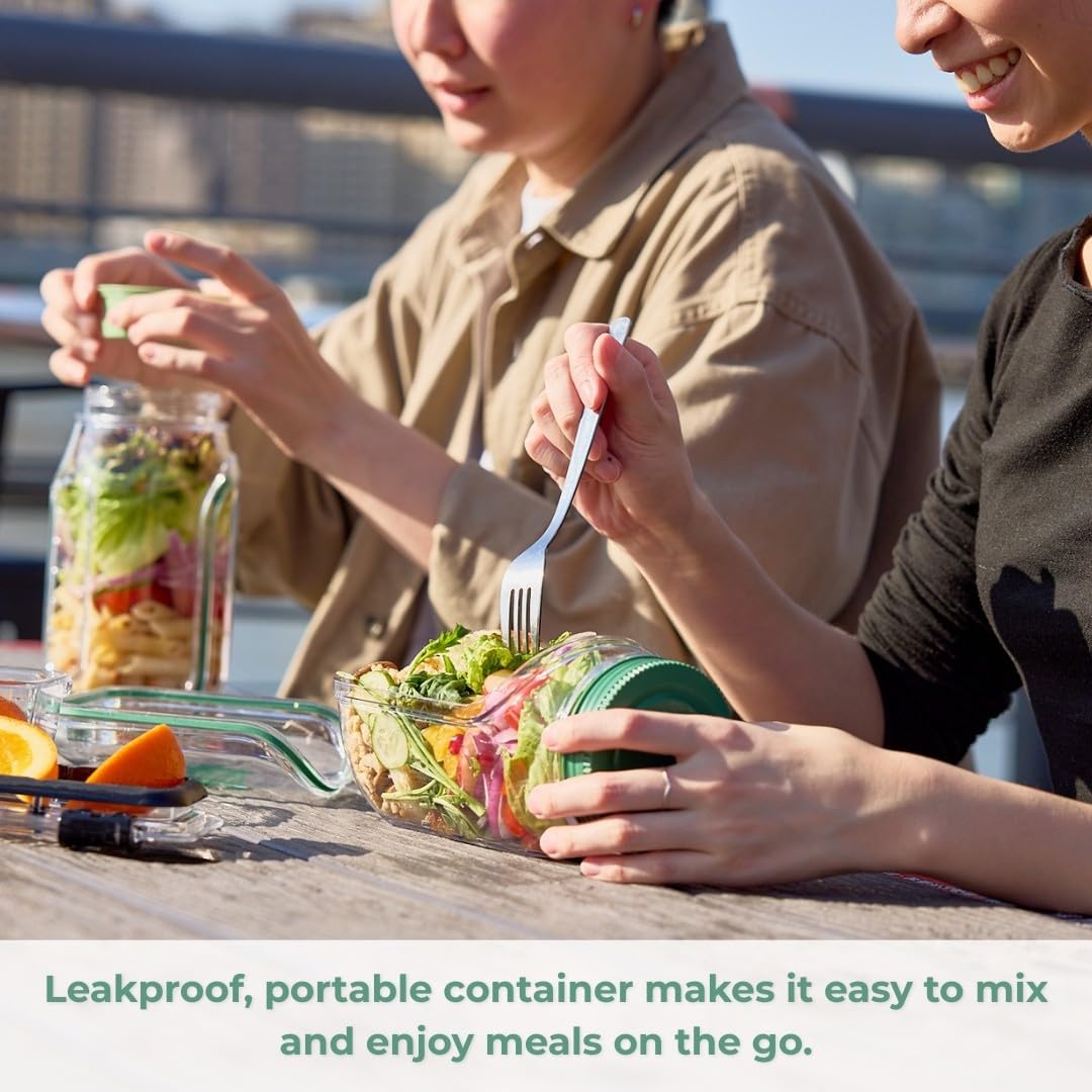 🔥Salad Pod – Leakproof Mason Jar Style Salad Container with Side Hatch Bowl Design