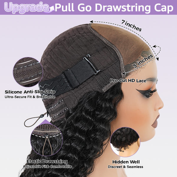 OQHAIR Kinky Straight Hair Wear Go Glueless Wigs 7x5 HD Lace Pre Cut Lace Closure Wigs