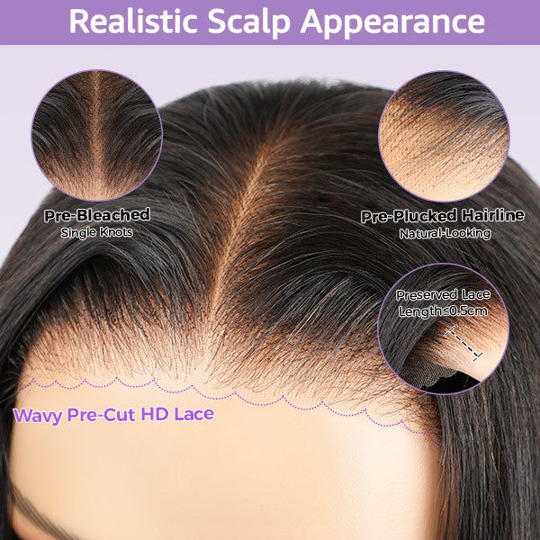 OQHAIR Kinky Straight Hair Wear Go Glueless Wigs 7x5 HD Lace Pre Cut Lace Closure Wigs