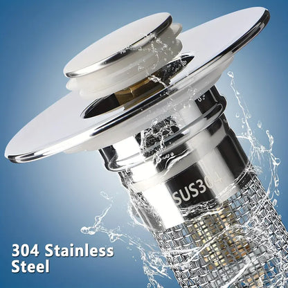 ⚡️Limited Time Offer: 💥HZA™ Universal Pop-Up Sink Drain Filter – Stainless Steel Anti-Clog Design