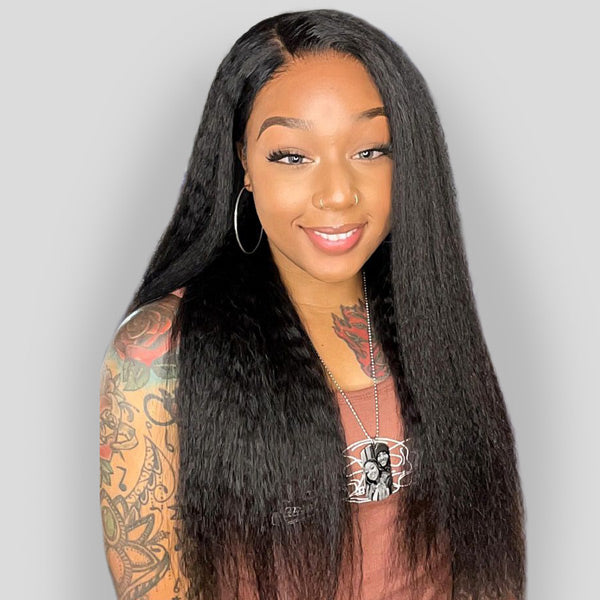 OQHAIR Kinky Straight Hair Wear Go Glueless Wigs 7x5 HD Lace Pre Cut Lace Closure Wigs