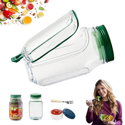 🔥Salad Pod – Leakproof Mason Jar Style Salad Container with Side Hatch Bowl Design