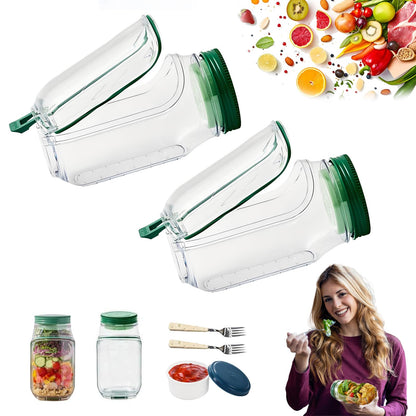 🔥Salad Pod – Leakproof Mason Jar Style Salad Container with Side Hatch Bowl Design