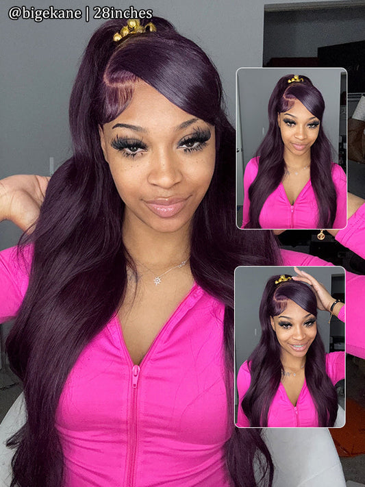 20% off in the last 3 hours:🌸Recommend Glueless Dark Purple 7x6/13x6 FULL Lace Frontal Wig 16"-34" Colored Human Hair Wigs